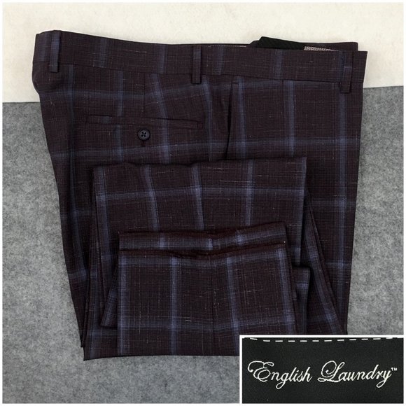 English Laundry Mens Dress Pants Flat Front Wool Casual Suit‎ Trousers Size 39L - Picture 1 of 9